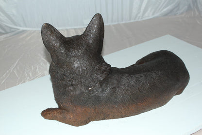 Corgi dog Bronze Statue -  Size: 20"L x 10"W x 11.5"H. 