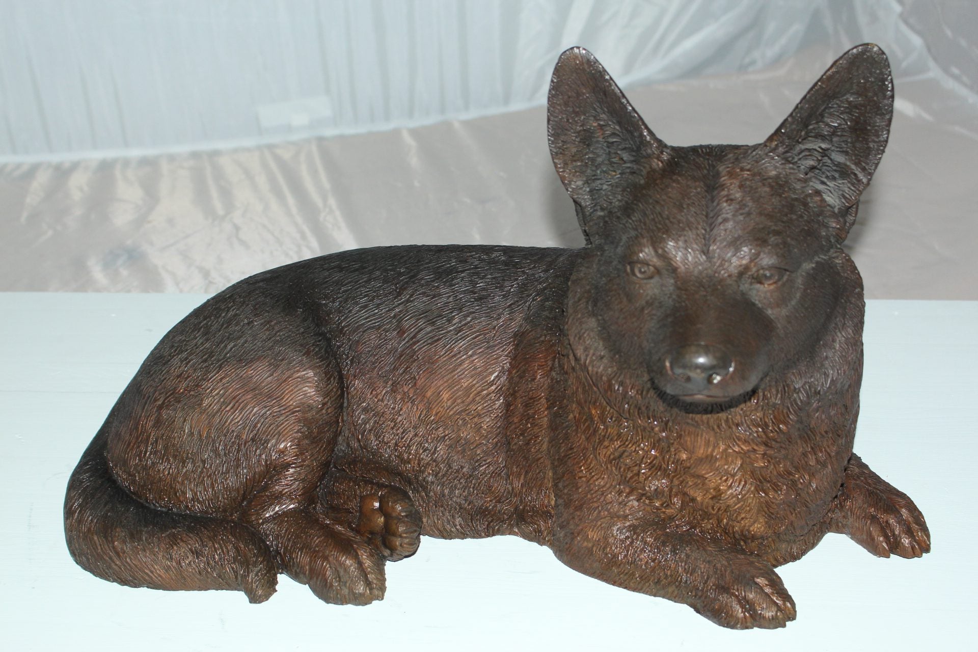 Corgi dog Bronze Statue -  Size: 20"L x 10"W x 11.5"H. 