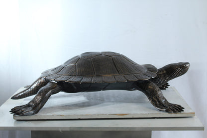 Cooter Turtle Aluminum Statue with Realistic Crawling Pose 38" x 26" x 8"H