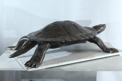 Cooter Turtle Aluminum Statue with Realistic Crawling Pose 38" x 26" x 8"H