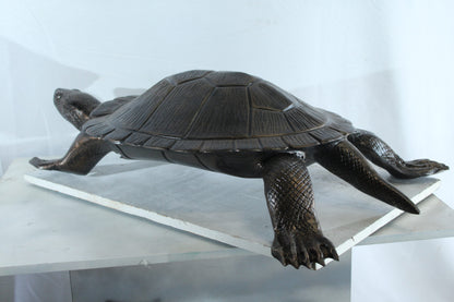 Cooter Turtle Aluminum Statue with Realistic Crawling Pose 38" x 26" x 8"H