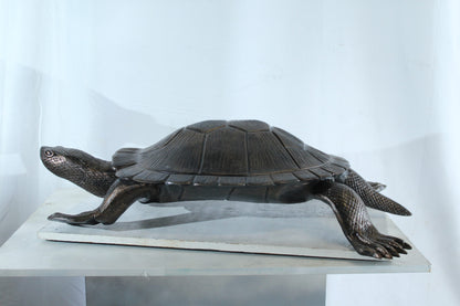 Cooter Turtle Aluminum Statue with Realistic Crawling Pose 38" x 26" x 8"H
