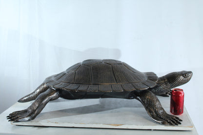 Cooter Turtle Aluminum Statue with Realistic Crawling Pose 38" x 26" x 8"H
