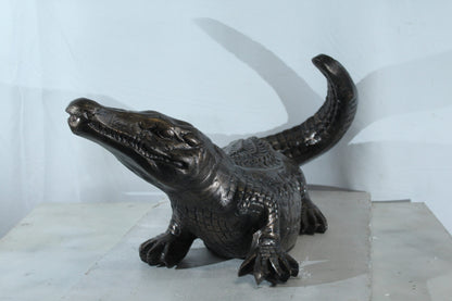 Aluminum Alligator Statue with Raised Tail and Textured Skin 36" x 15" x 13"H