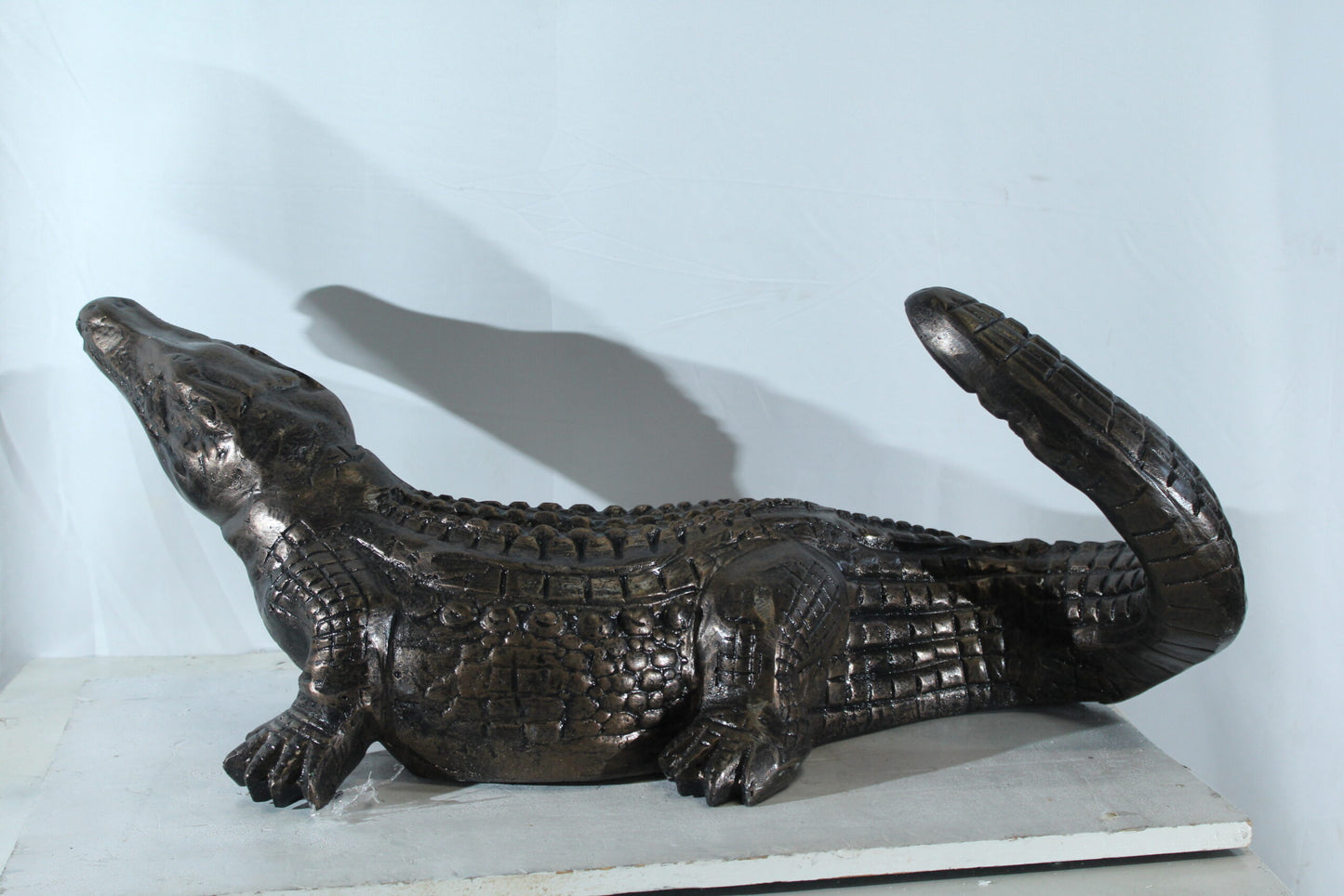 Aluminum Alligator Statue with Raised Tail and Textured Skin 36" x 15" x 13"H