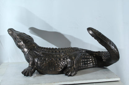 Aluminum Alligator Statue with Raised Tail and Textured Skin 36" x 15" x 13"H