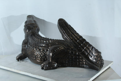 Aluminum Alligator Statue with Raised Tail and Textured Skin 36" x 15" x 13"H