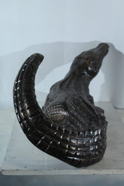 Aluminum Alligator Statue with Raised Tail and Textured Skin 36" x 15" x 13"H
