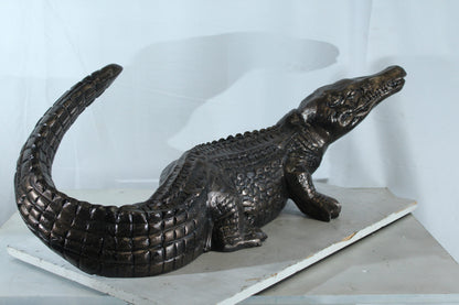Aluminum Alligator Statue with Raised Tail and Textured Skin 36" x 15" x 13"H