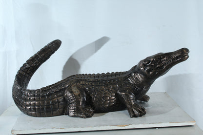 Aluminum Alligator Statue with Raised Tail and Textured Skin 36" x 15" x 13"H