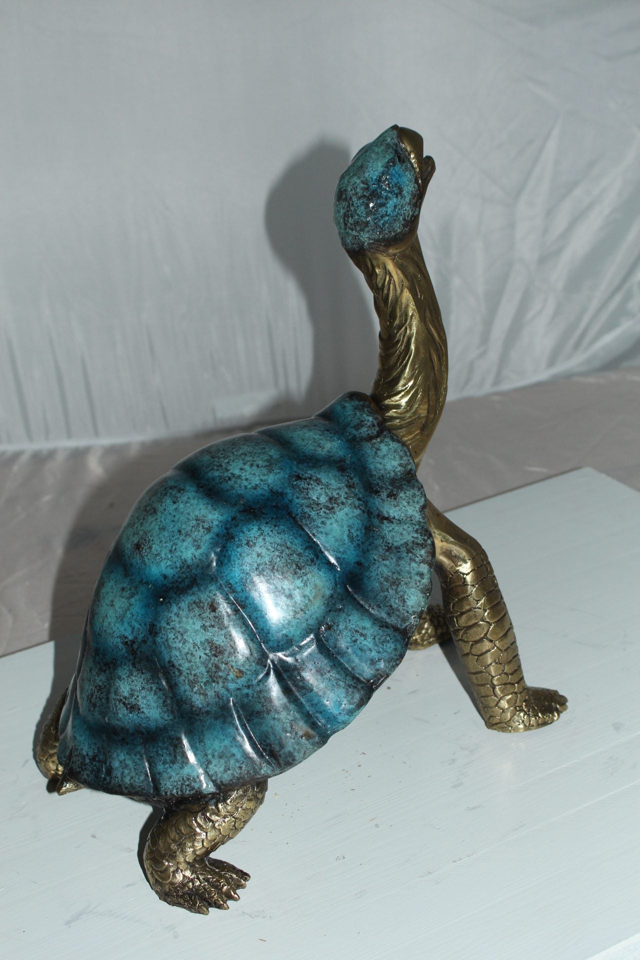 Turtle with special patina Bronze Statue -  Size: 14"L x 10"W x 15.5"H. 
