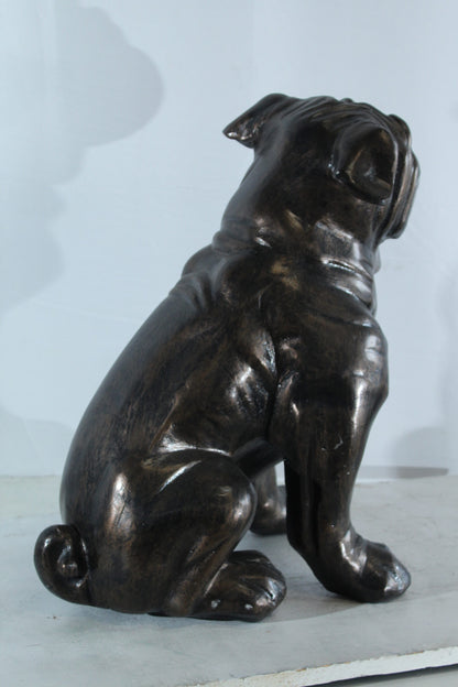 Aluminum Bulldog Statue with Sitting Pose and Wrinkled Detail 21" x 11" x 23"H