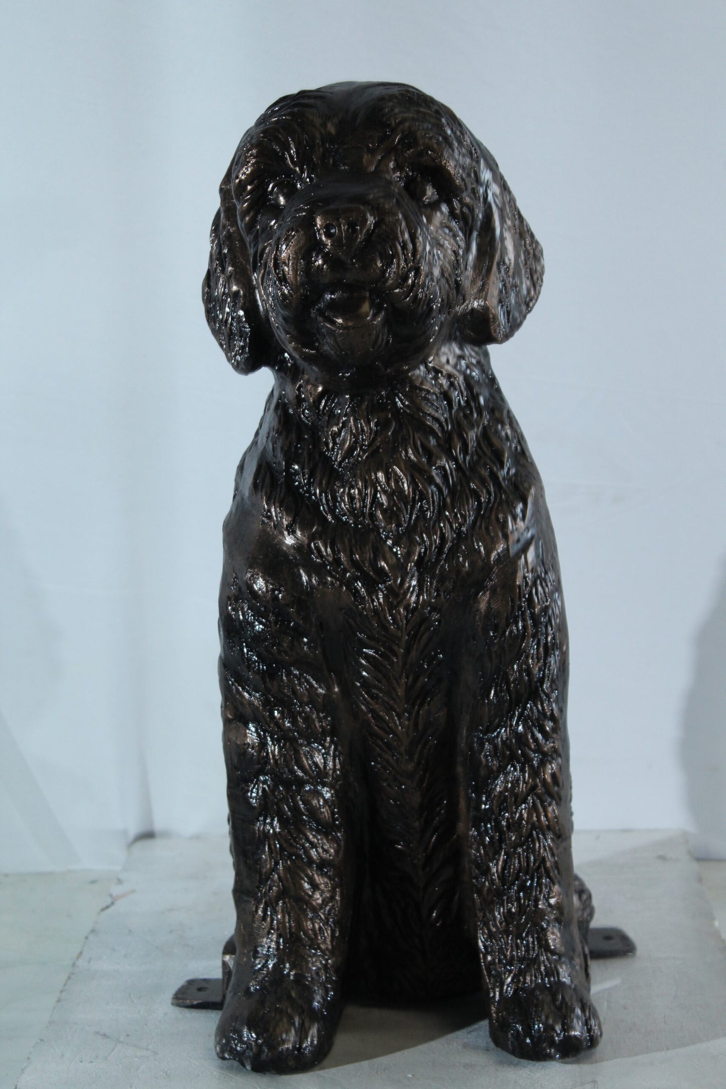Aluminum Goldendoodle Dog Statue with Curly Fur Detail 21" x 11" x 27"H