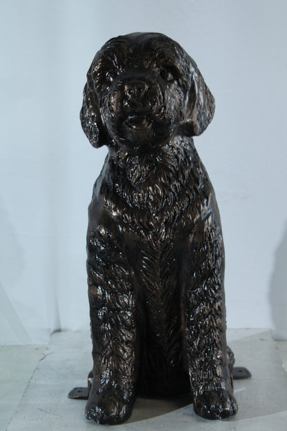 Aluminum Goldendoodle Dog Statue with Curly Fur Detail 21" x 11" x 27"H