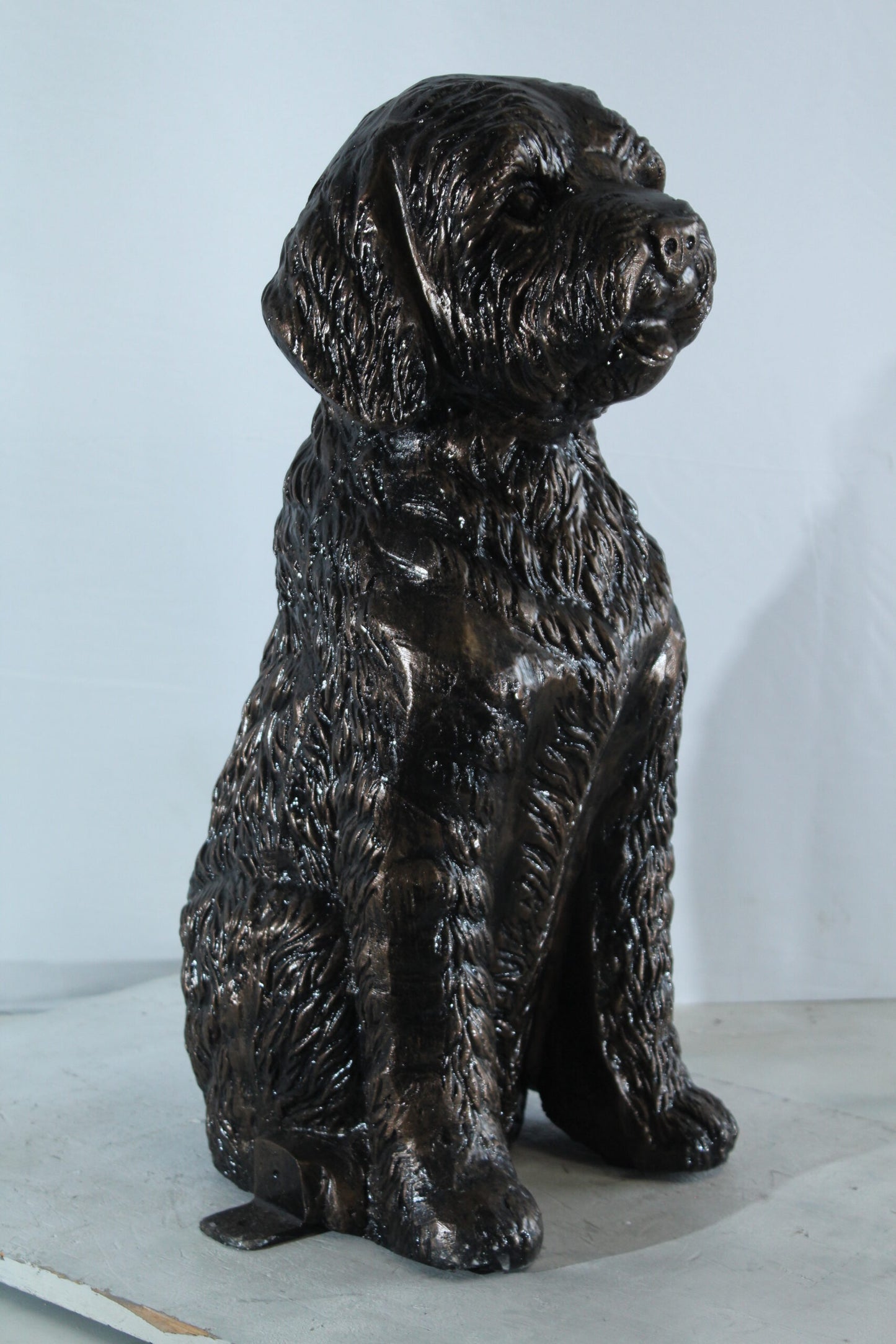 Aluminum Goldendoodle Dog Statue with Curly Fur Detail 21" x 11" x 27"H