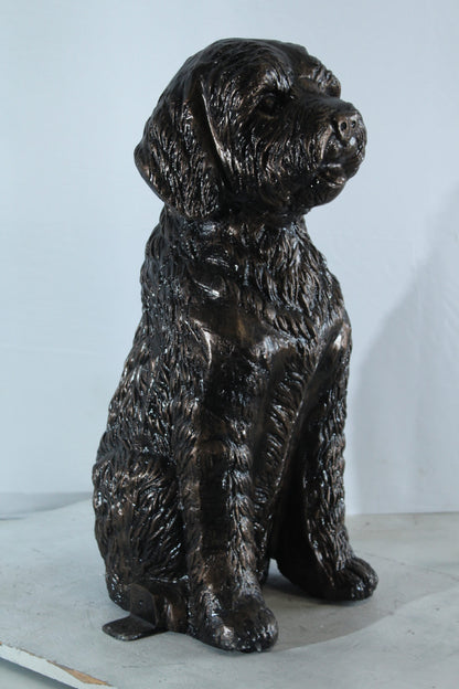 Aluminum Goldendoodle Dog Statue with Curly Fur Detail 21" x 11" x 27"H