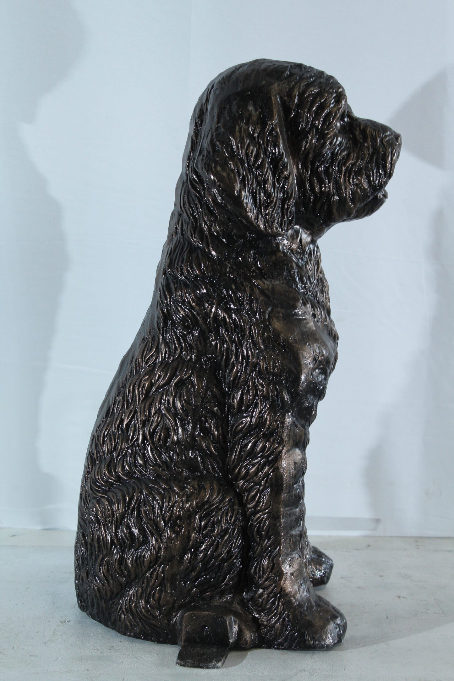 Aluminum Goldendoodle Dog Statue with Curly Fur Detail 21" x 11" x 27"H