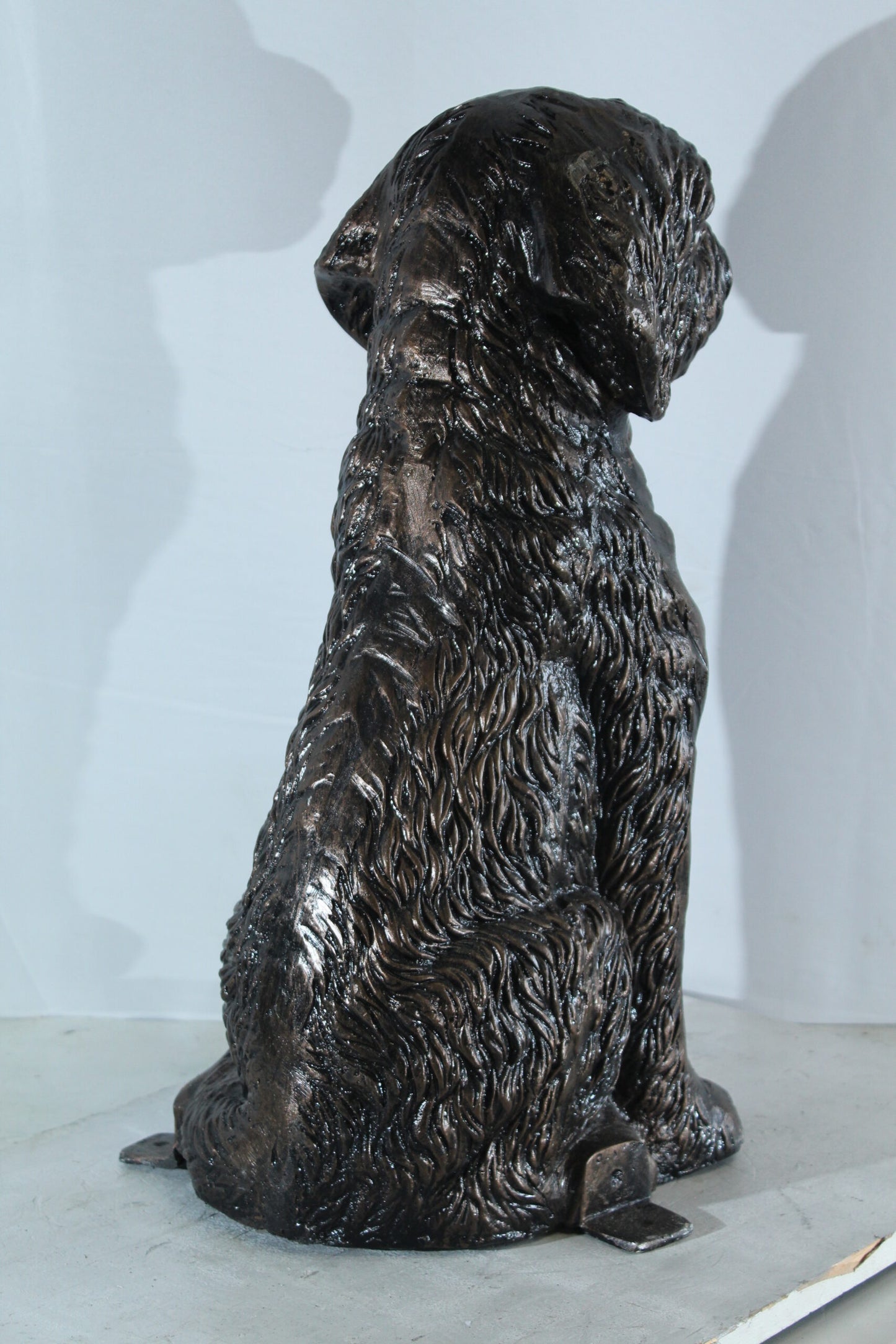 Aluminum Goldendoodle Dog Statue with Curly Fur Detail 21" x 11" x 27"H