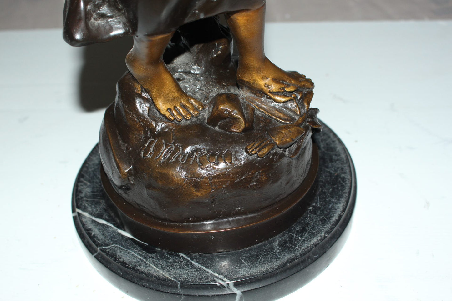 Standing girl Bronze Statue -  Size: 8"L x 8"W x 18.5"H. 