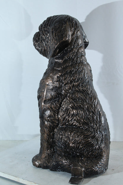 Aluminum Goldendoodle Dog Statue with Curly Fur Detail 21" x 11" x 27"H
