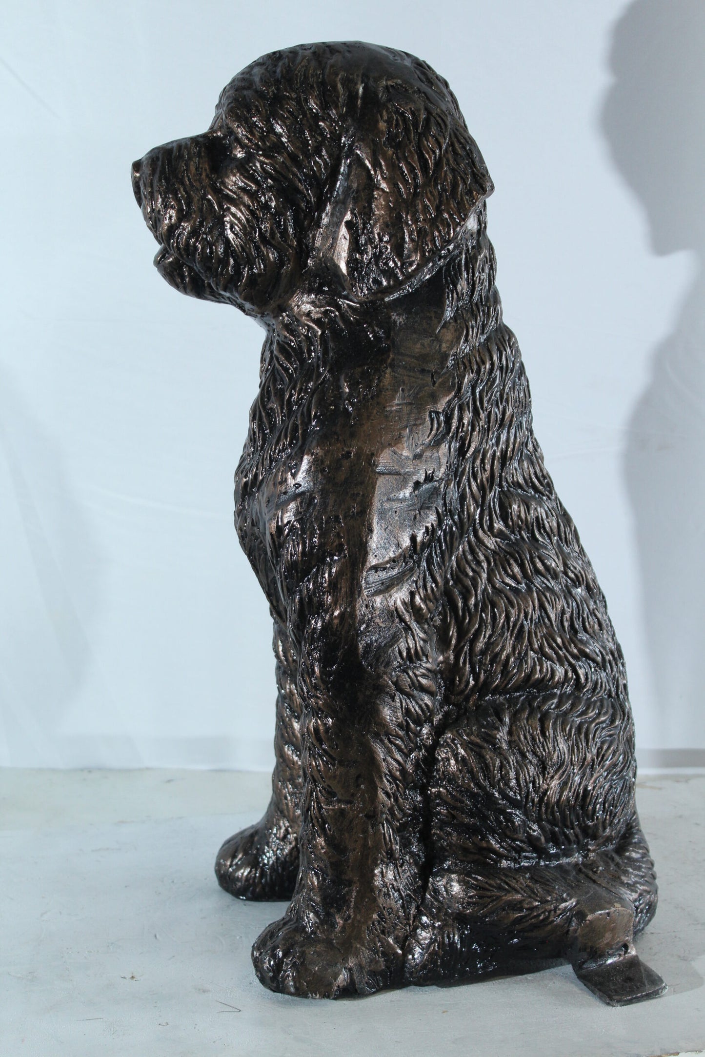 Aluminum Goldendoodle Dog Statue with Curly Fur Detail 21" x 11" x 27"H