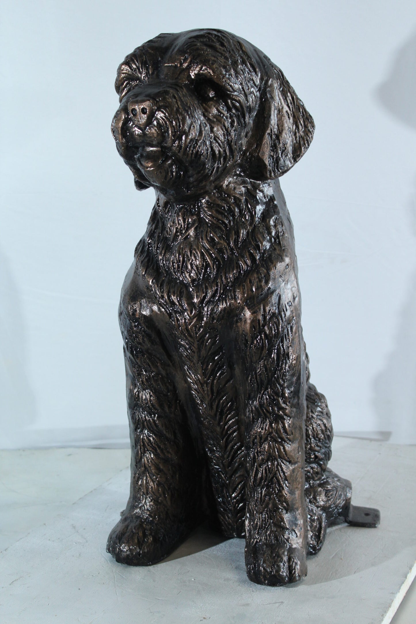 Aluminum Goldendoodle Dog Statue with Curly Fur Detail 21" x 11" x 27"H