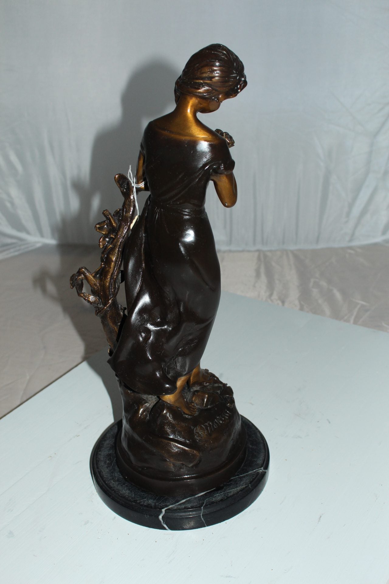 Standing girl Bronze Statue -  Size: 8"L x 8"W x 18.5"H. 