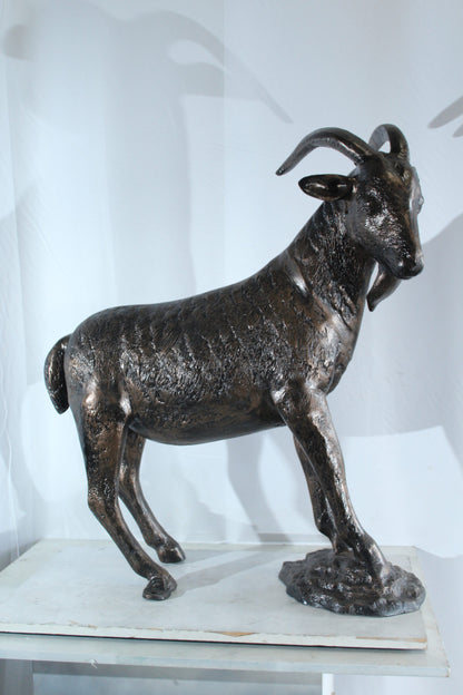 Aluminum Goat Statue with Curved Horns Farmhouse Décor 35" x 15" x 39"H