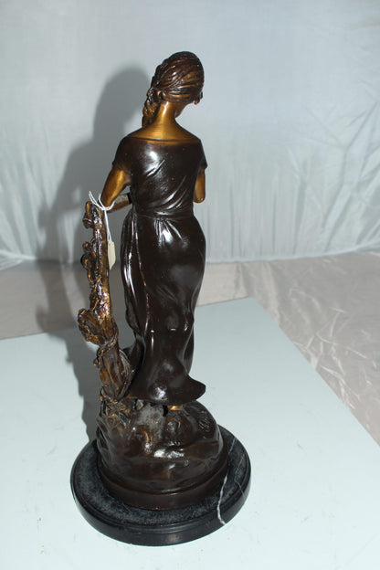 Standing girl Bronze Statue -  Size: 8"L x 8"W x 18.5"H. 
