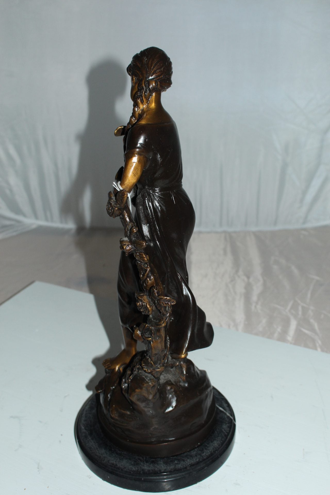 Standing girl Bronze Statue -  Size: 8"L x 8"W x 18.5"H. 