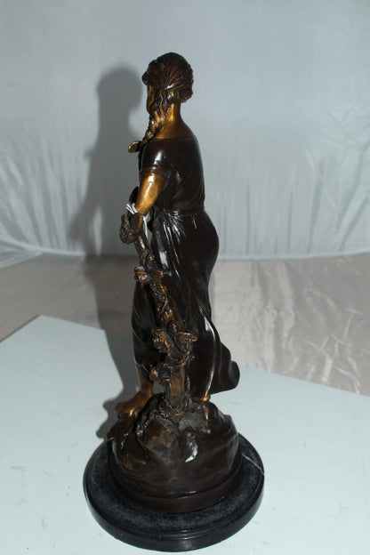 Standing girl Bronze Statue -  Size: 8"L x 8"W x 18.5"H. 