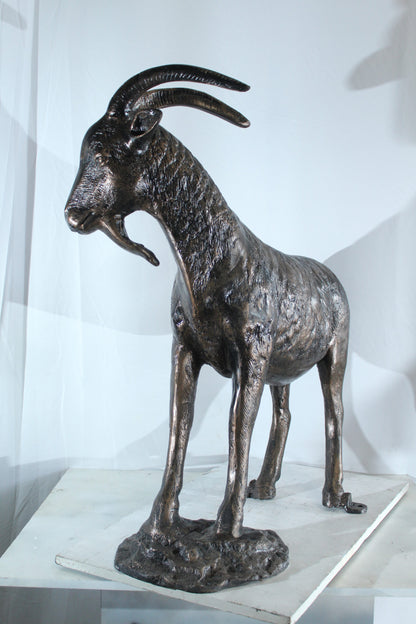Aluminum Goat Statue with Curved Horns Farmhouse Décor 35" x 15" x 39"H