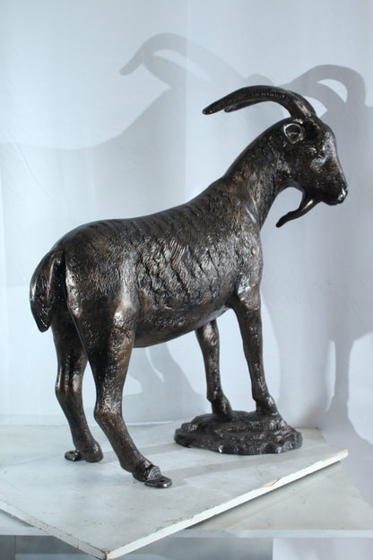Aluminum Goat Statue with Curved Horns Farmhouse Décor 35" x 15" x 39"H