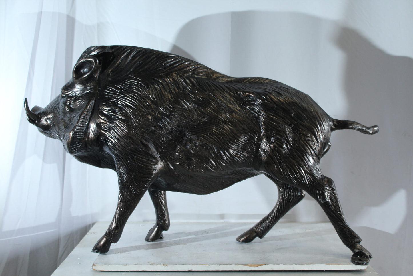 Aluminum Wild Boar Razorback Statue Detailed Rustic Animal Statue 46 x 12 x 30"H
