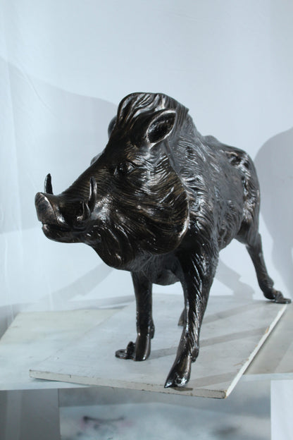 Aluminum Wild Boar Razorback Statue Detailed Rustic Animal Statue 46 x 12 x 30"H