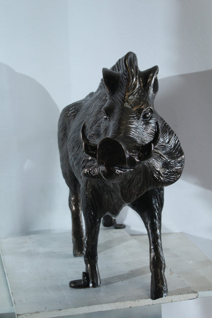 Aluminum Wild Boar Razorback Statue Detailed Rustic Animal Statue 46 x 12 x 30"H