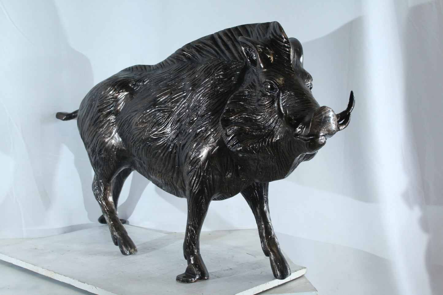 Aluminum Wild Boar Razorback Statue Detailed Rustic Animal Statue 46 x 12 x 30"H