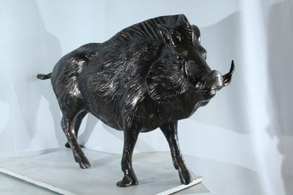 Aluminum Wild Boar Razorback Statue Detailed Rustic Animal Statue 46 x 12 x 30"H