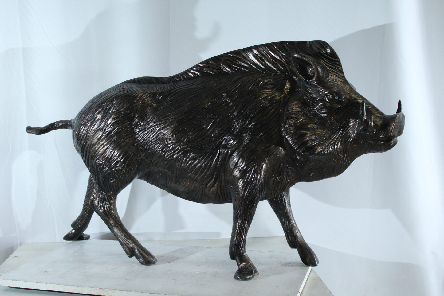 Aluminum Wild Boar Razorback Statue Detailed Rustic Animal Statue 46 x 12 x 30"H