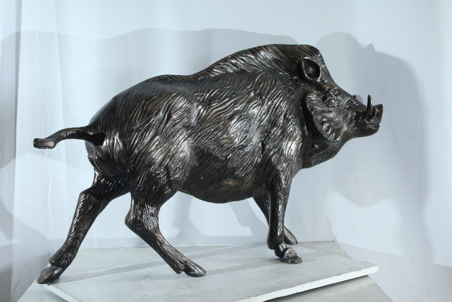 Aluminum Wild Boar Razorback Statue Detailed Rustic Animal Statue 46 x 12 x 30"H