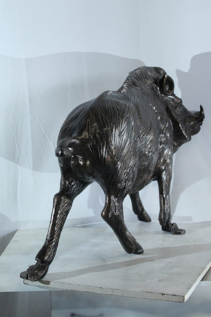 Aluminum Wild Boar Razorback Statue Detailed Rustic Animal Statue 46 x 12 x 30"H