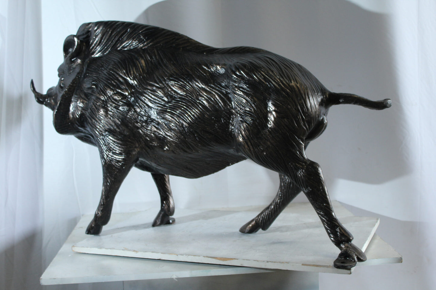 Aluminum Wild Boar Razorback Statue Detailed Rustic Animal Statue 46 x 12 x 30"H