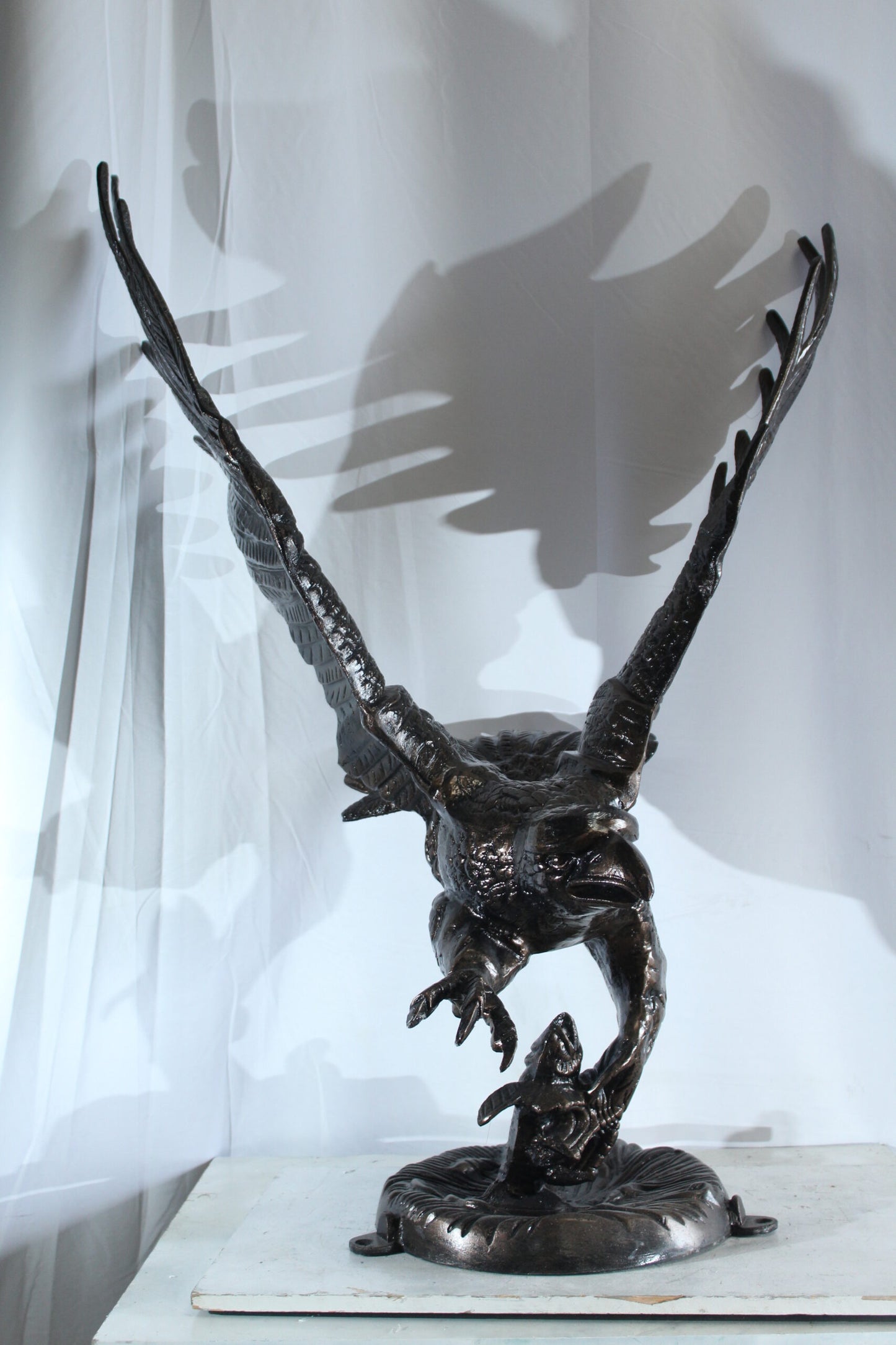 Large Aluminum Eagle Statue with Wings Spread in Flight 40" x 35" x 51"H