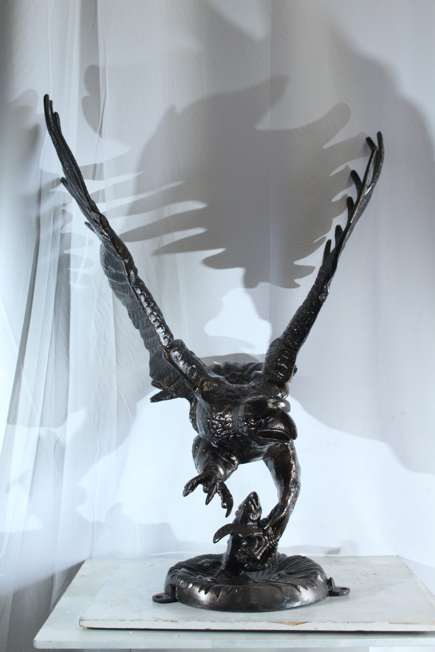 Large Aluminum Eagle Statue with Wings Spread in Flight 40" x 35" x 51"H
