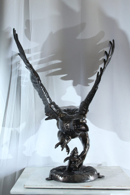 Large Aluminum Eagle Statue with Wings Spread in Flight 40" x 35" x 51"H