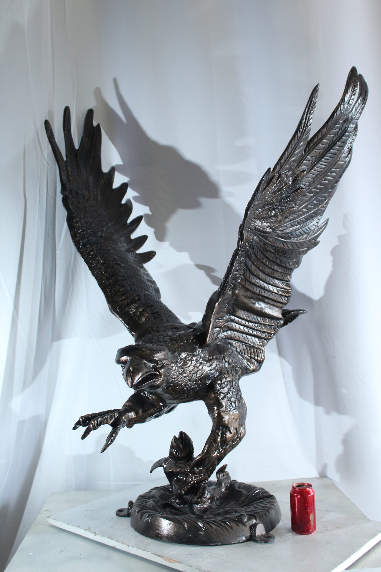 Large Aluminum Eagle Statue with Wings Spread in Flight 40" x 35" x 51"H