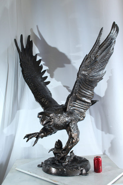 Large Aluminum Eagle Statue with Wings Spread in Flight 40" x 35" x 51"H