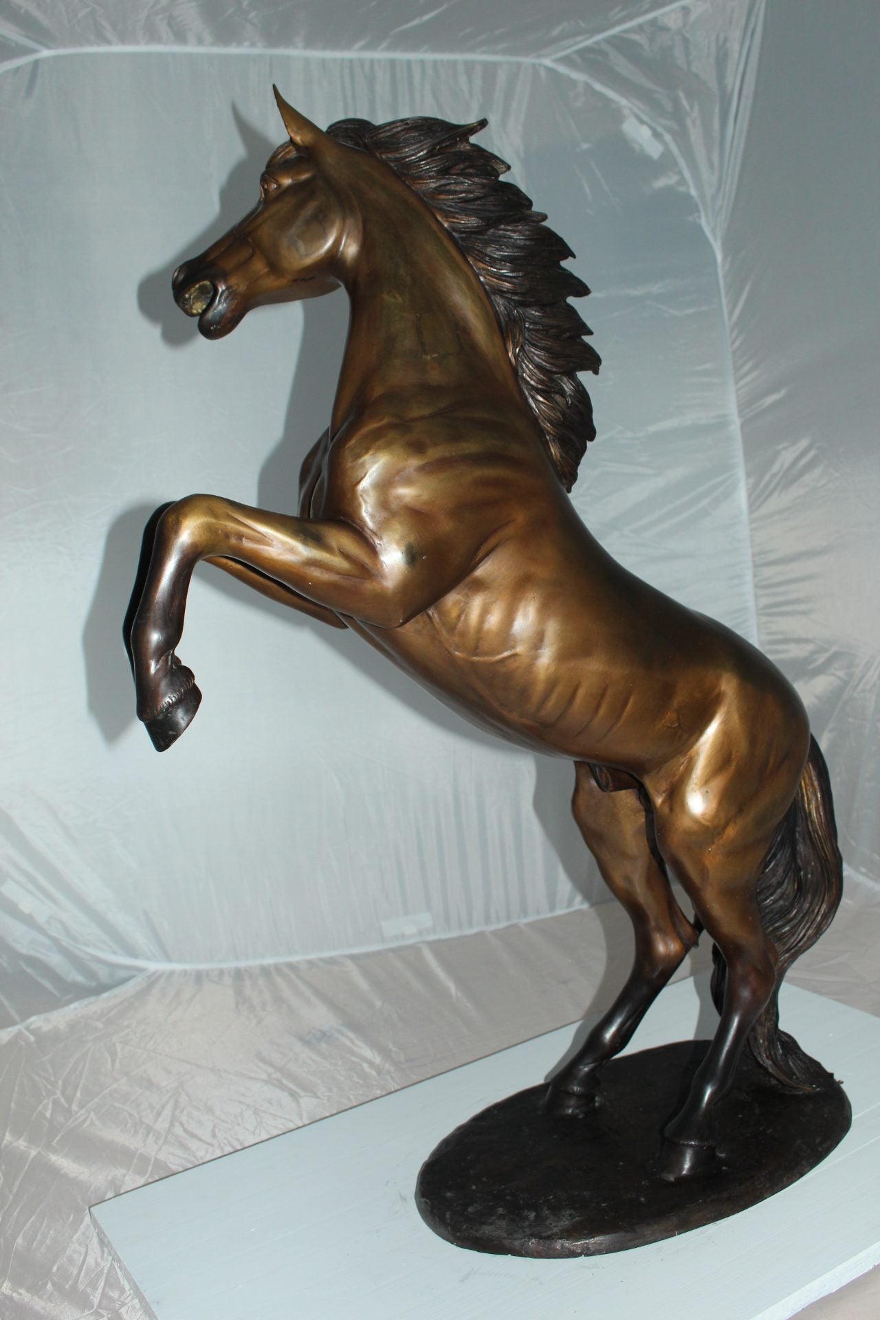 Horse Standing -large Bronze Statue -  Size: 26"L x 12"W x 39"H. 
