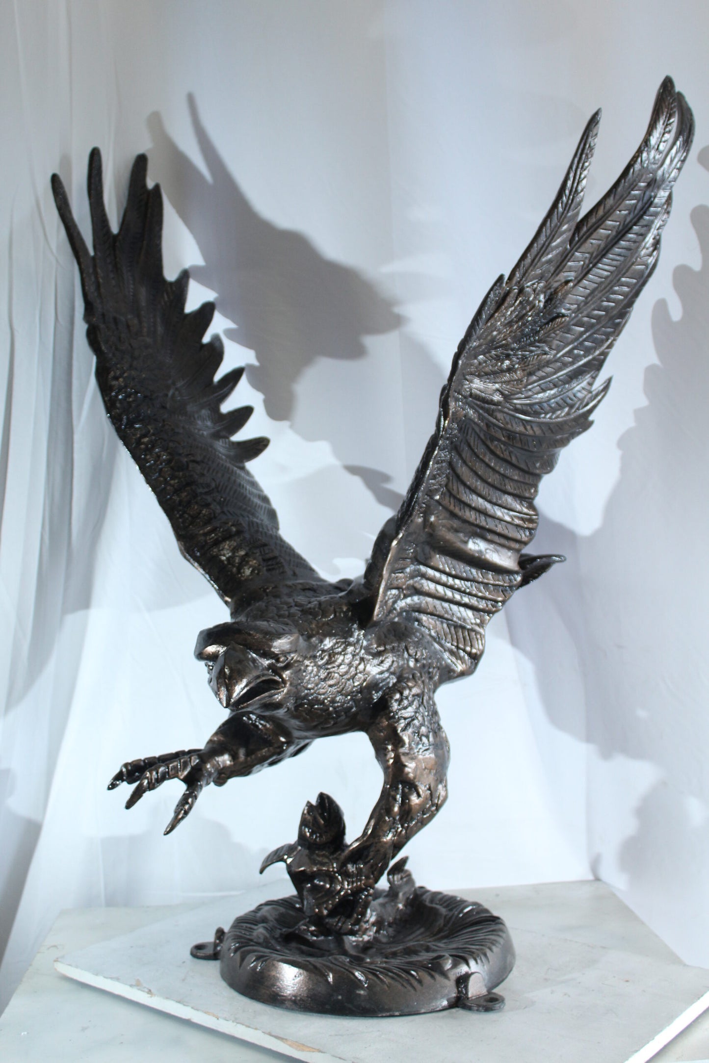 Large Aluminum Eagle Statue with Wings Spread in Flight 40" x 35" x 51"H