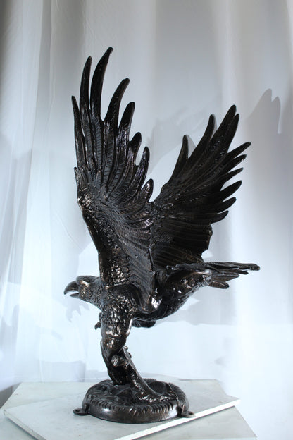 Large Aluminum Eagle Statue with Wings Spread in Flight 40" x 35" x 51"H